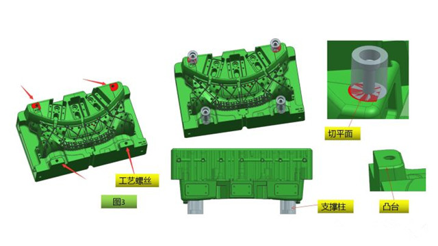在注塑汽車模具設(shè)計(jì)中，工藝螺絲是必不可少的輔助工具